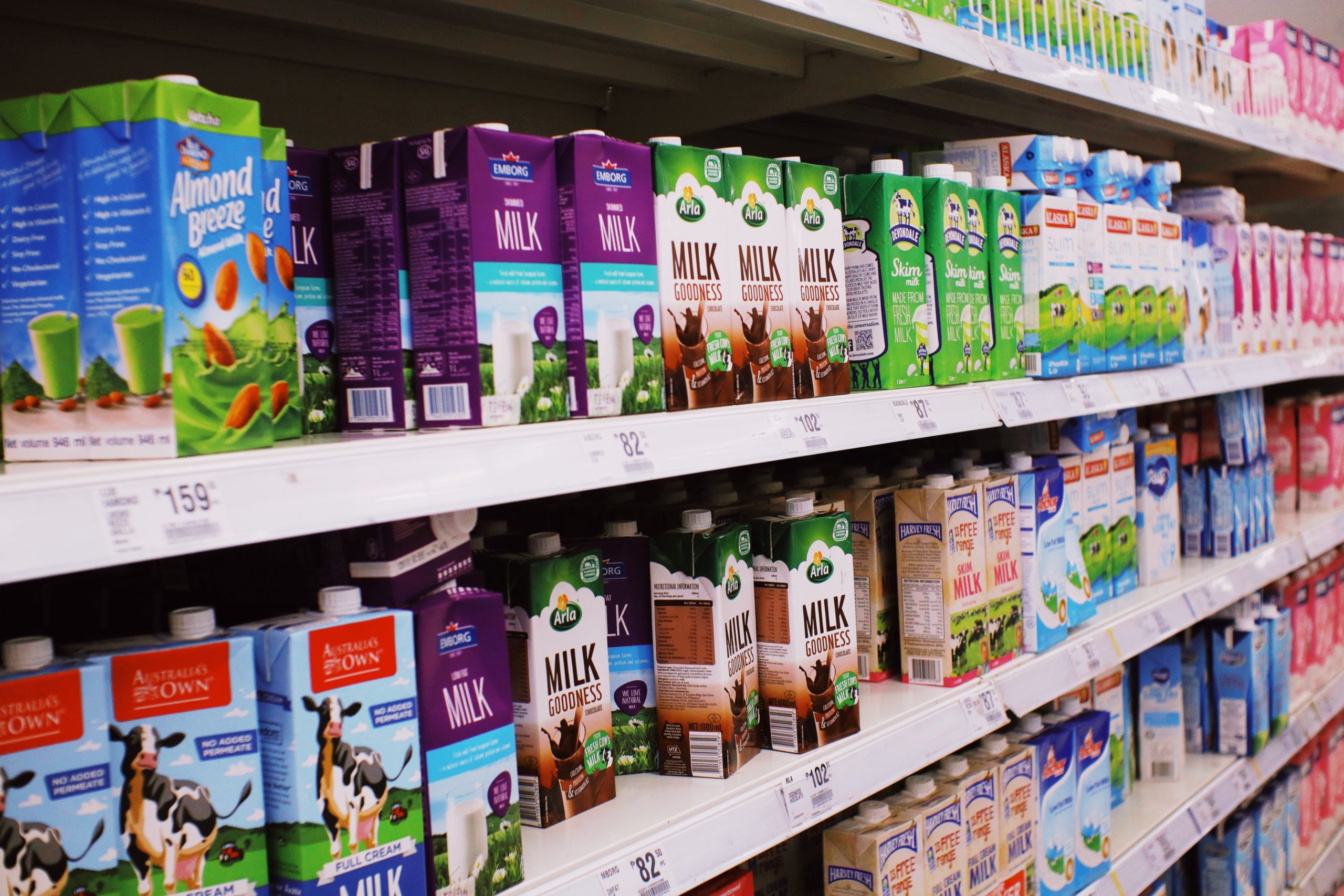 pexels-nothing-ahead-7451957 Supermarket shelf with food products. Many food products contain nutrition facts labels.