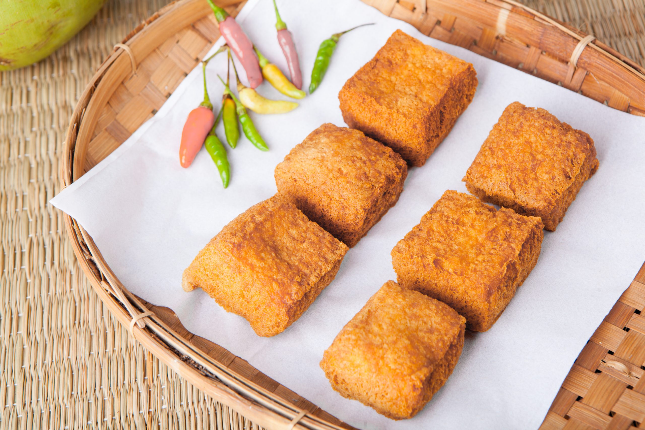 Breaded tofu. Tofu is a source of healthy fats. Image from Pexels.