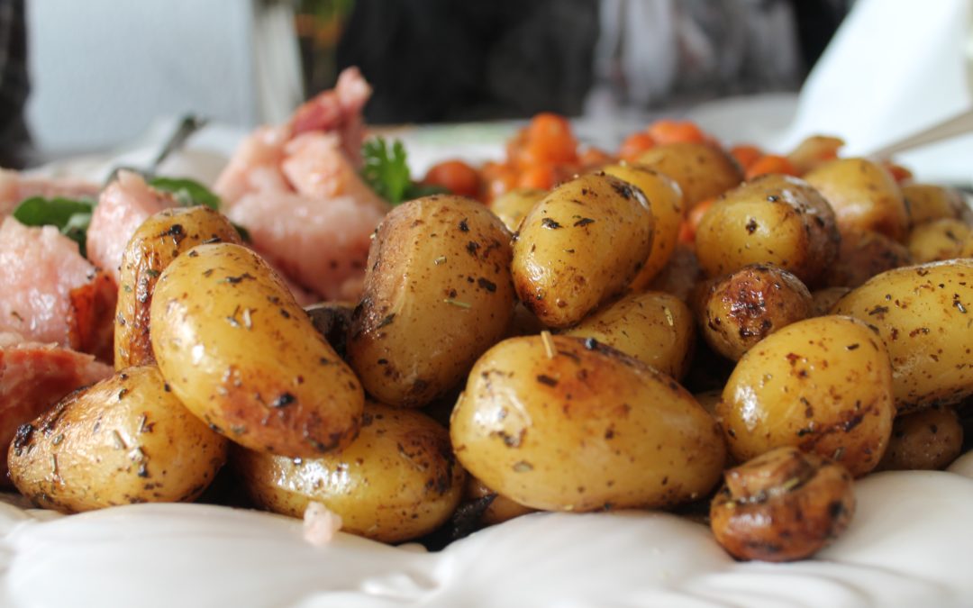 Dish of potatoes. Potatoes are a great source of copper