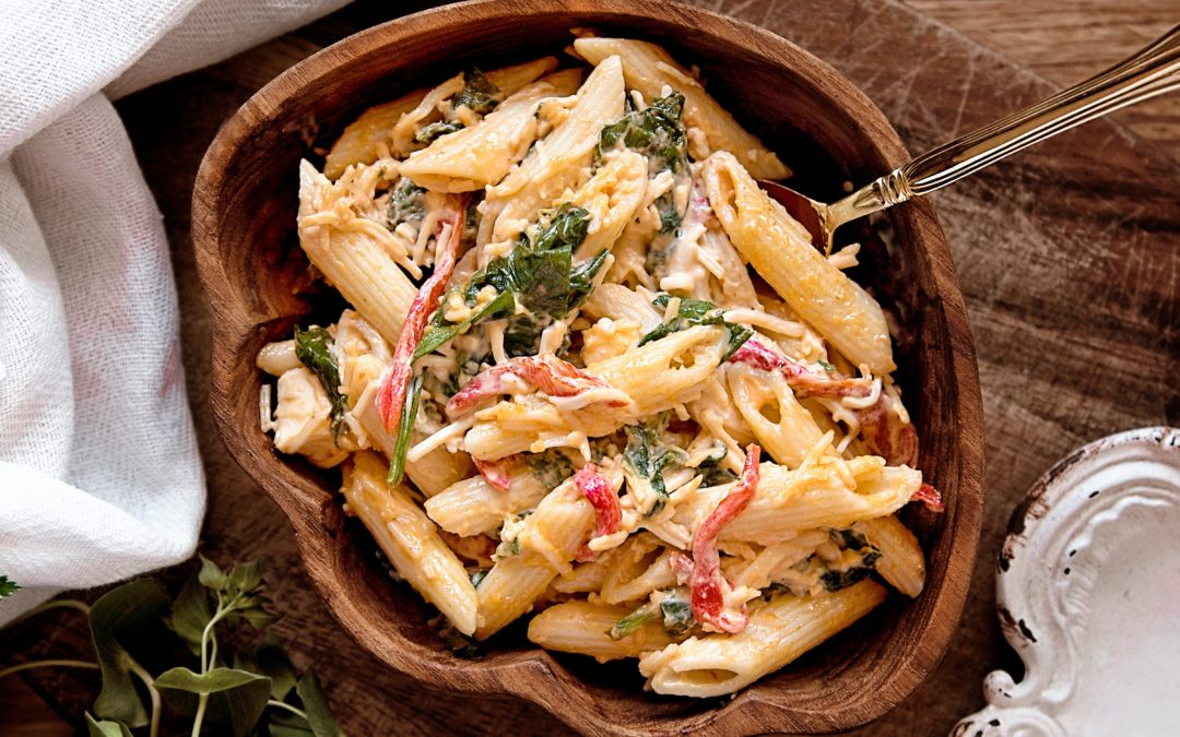 Bowl of carbohydrate-rich pasta. Carbohydrates can have an impact on your mood.