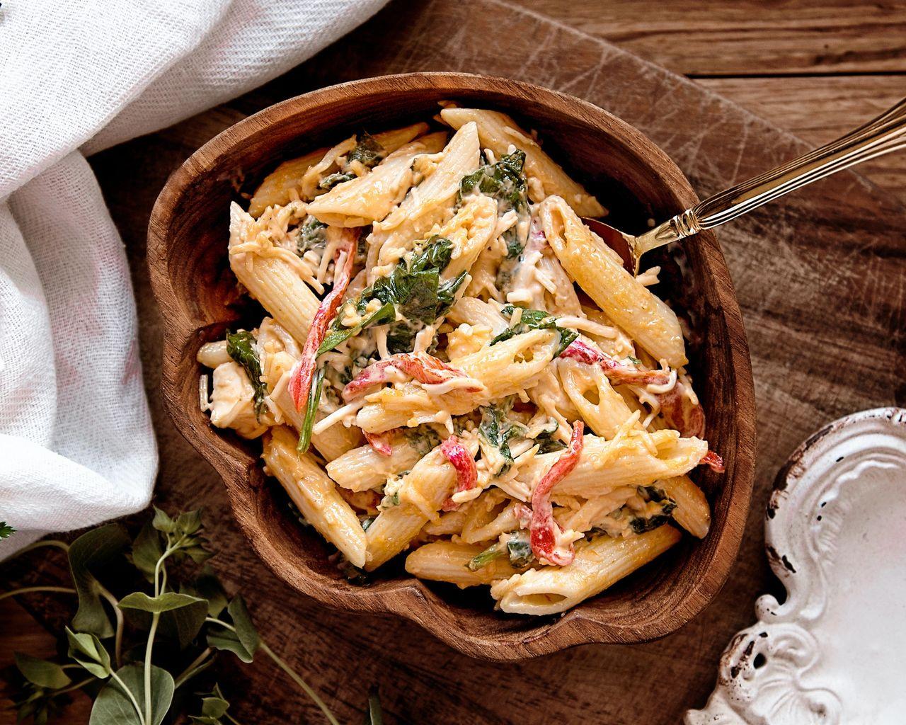 Including vegetables and protein with your pasta can help to balance your meal, and help you feel full for longer. 